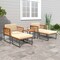 Costway 5 PCS Acacia Wood Patio Furniture Set with Ottomans Soft Cushions & Coffee Table